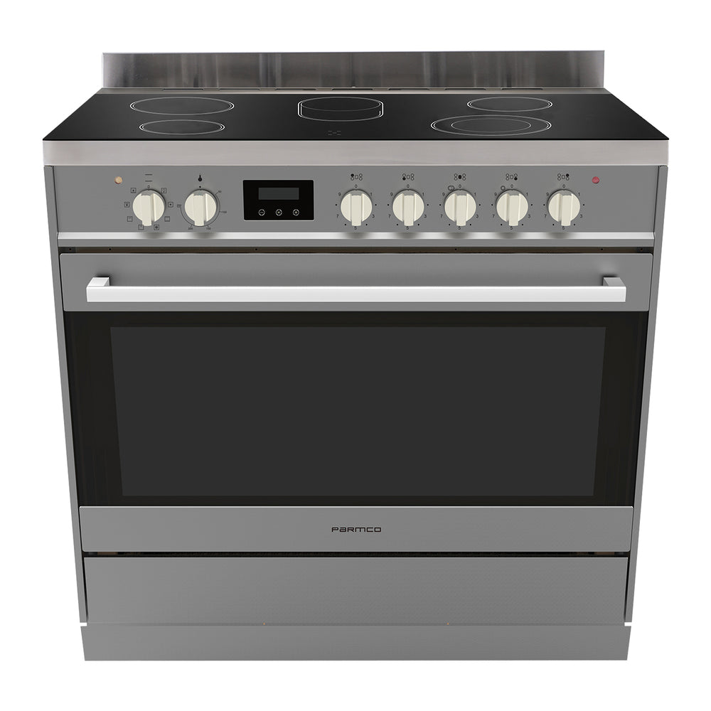 Parmco 900mm Freestanding Stove, Ceramic Cooktop, Stainless Steel