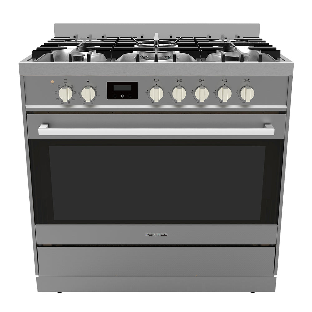 Parmco 900mm Freestanding Stove, Gas Cooktop, Stainless Steel