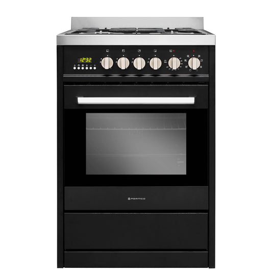 Parmco 600mm Freestanding Stove, Gas Cooktop, 8 Function, Black