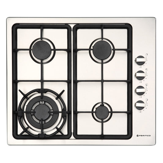 Parmco 600mm Gas Hob, 4 Burner With Wok, Stainless